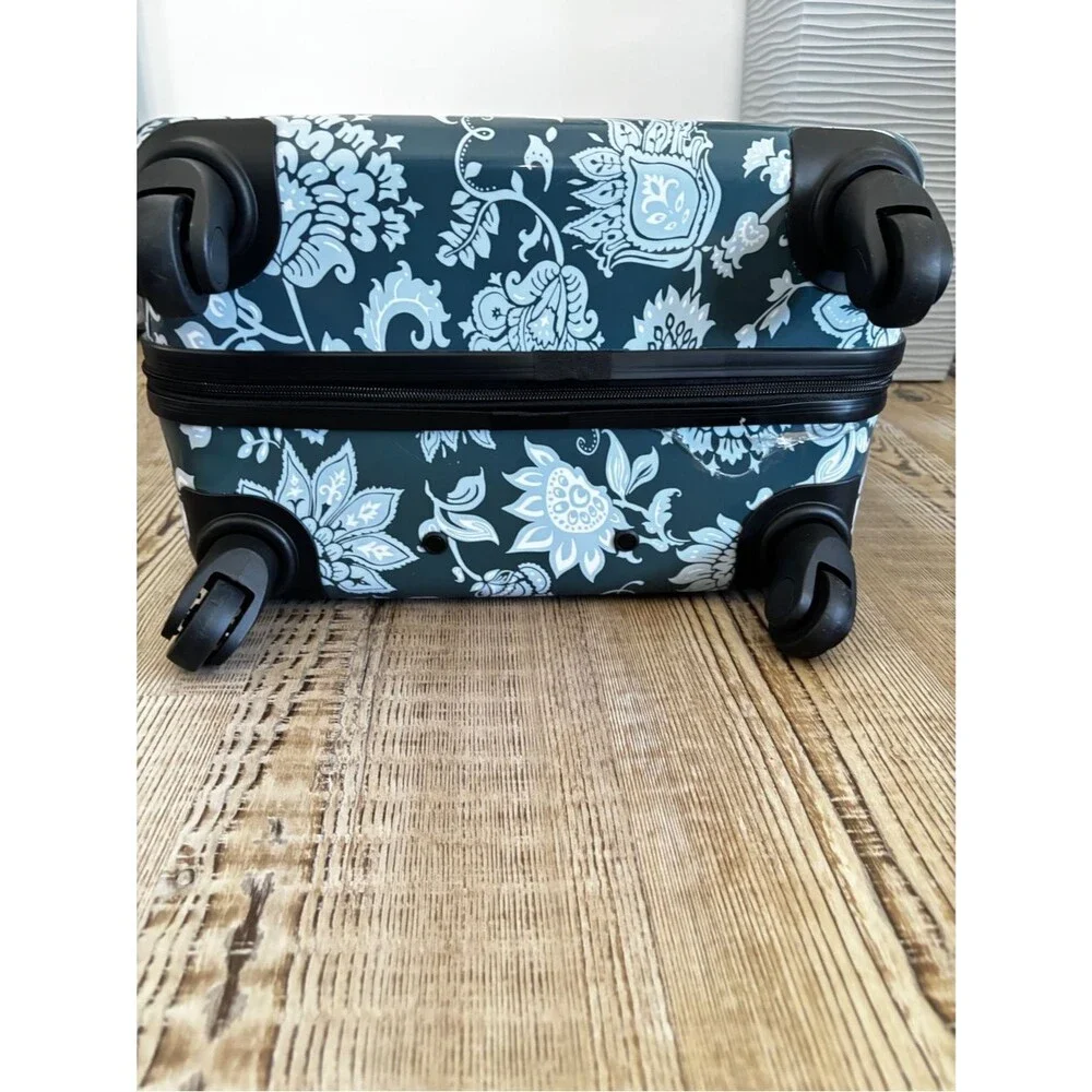 Dalia Collection Navy and White Floral Rolling Shoulder Bag 22”travel bag